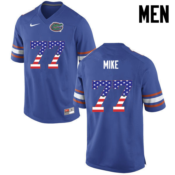 Men Florida Gators #77 Andrew Mike College Football USA Flag Fashion Jerseys-Blue - Click Image to Close